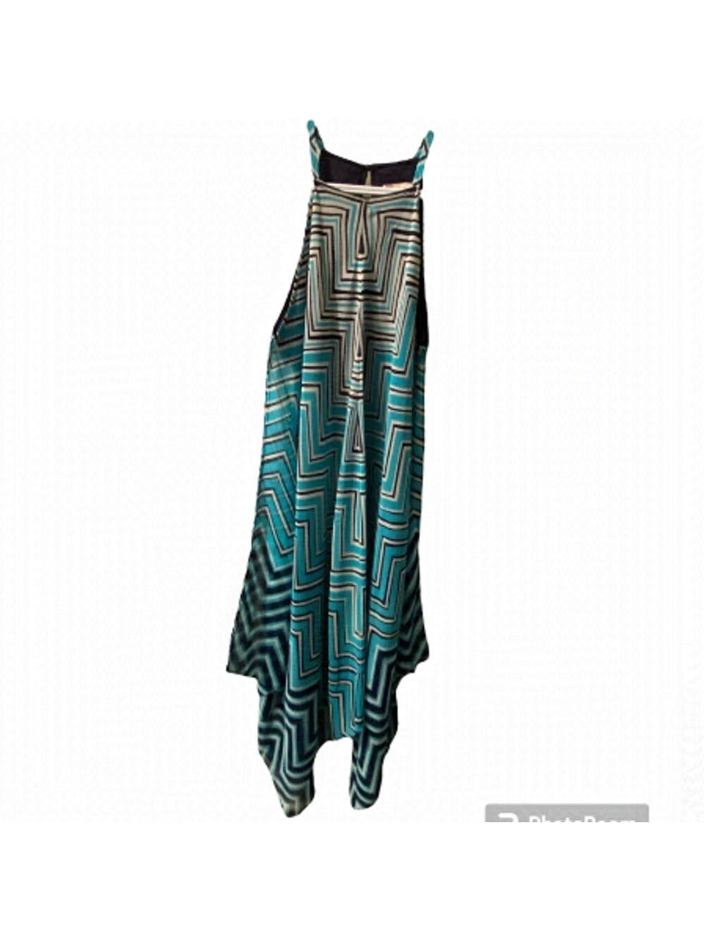 Dress Barn Turquoise Navy White Kerchief Dress Size 4